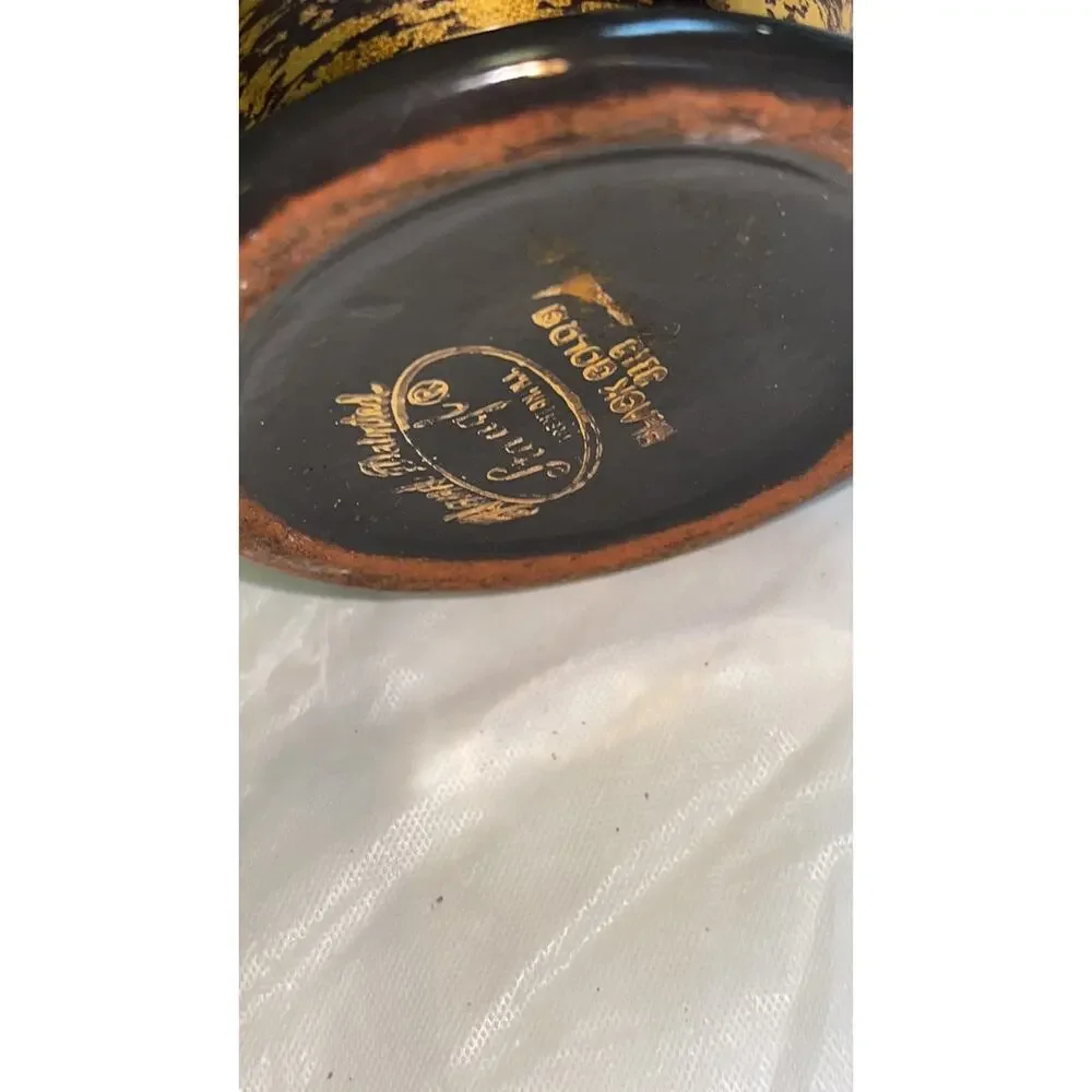Vintage, Stangl Pottery Hand Painted Black & Gold, Ceramic, Vase